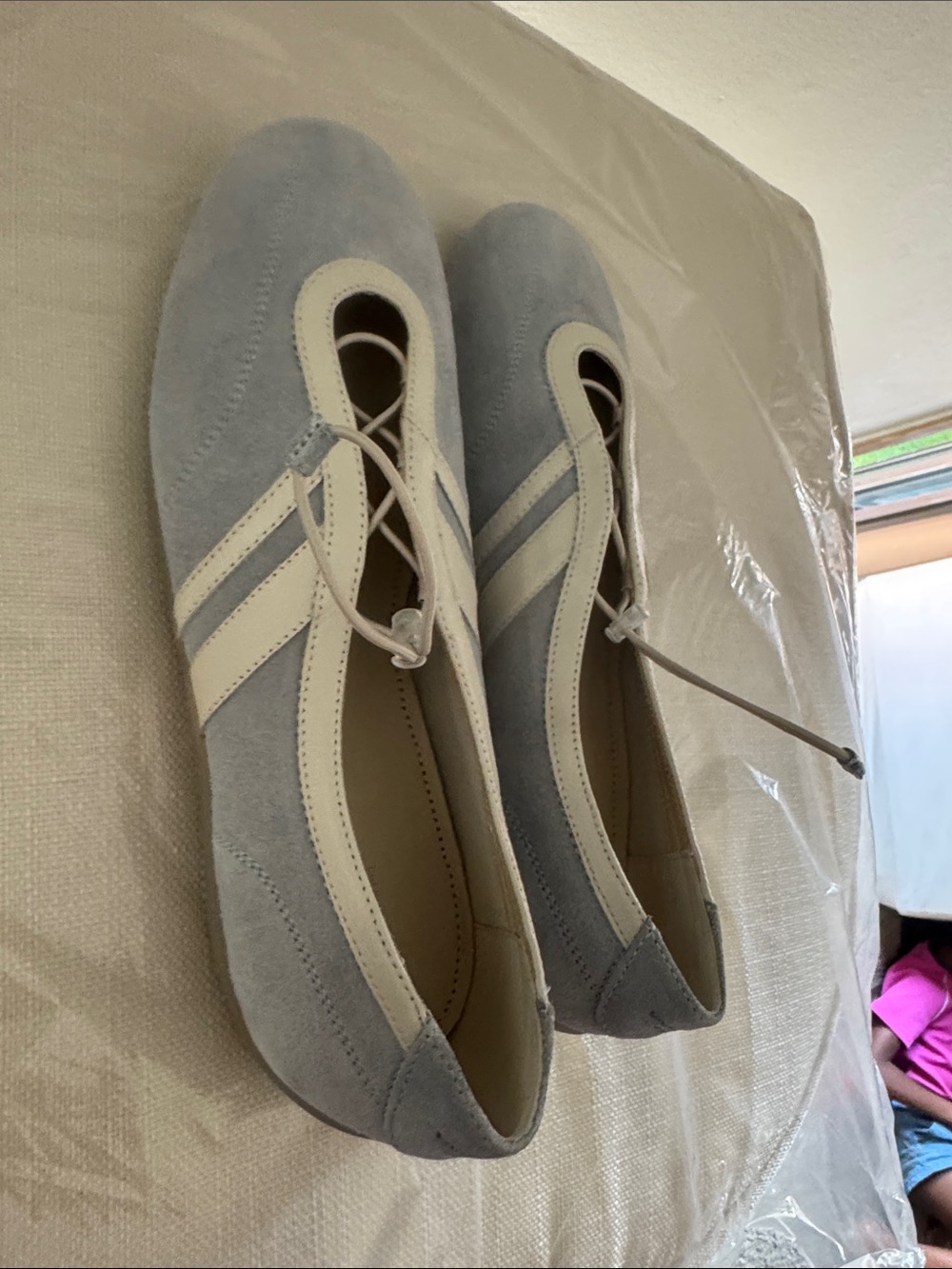 Vagabond Pale Blue and Cream Lace-Up Ballet Flats - Picture 10 of 14